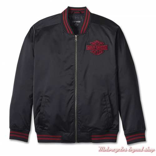 Blouson bomber textile Eagle Harley-Davidson, noir, rouge, polyester, 97422-24VM