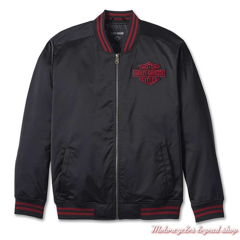 Blouson bomber textile Eagle Harley-Davidson, noir, rouge, polyester, 97422-24VM