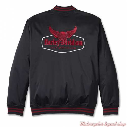 Blouson bomber textile Eagle Harley-Davidson, noir, rouge, polyester, dos, 97422-24VM