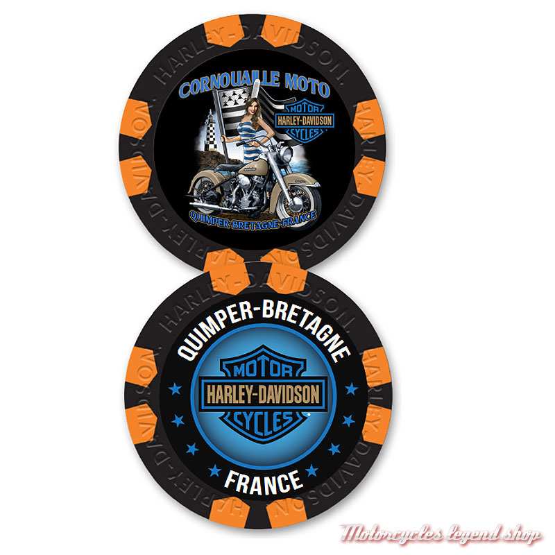 Jetons de Poker Bigoud H-D Quimper blanc/noir - Motorcycles Legend shop