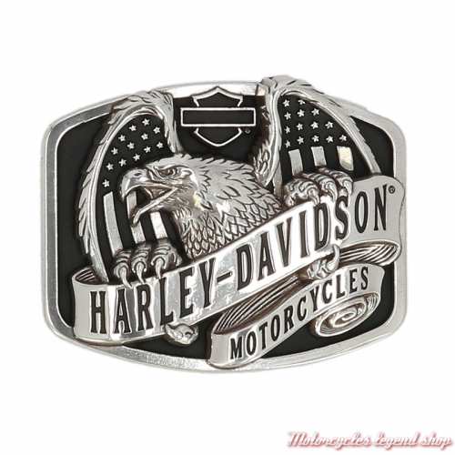 Boucle Eagle America homme Harley-Davidson, zinc alu et noir, MAU002