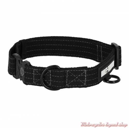 Collier pour chien noir Harley-Davidson nylon, ajustable, MPC001-08