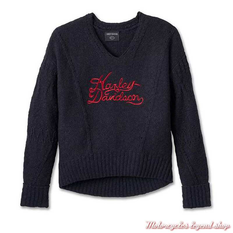 Sweat Harley-Davidson 99111-22VW Femme Petite Taille S - Neuf En Tricot Nervuré Noir