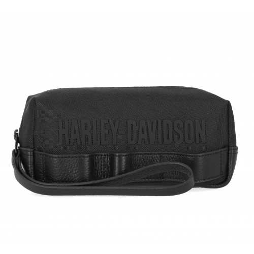 Trousse de voyage Harley-Davidson noir, polyester et cuir, MHU008-08
