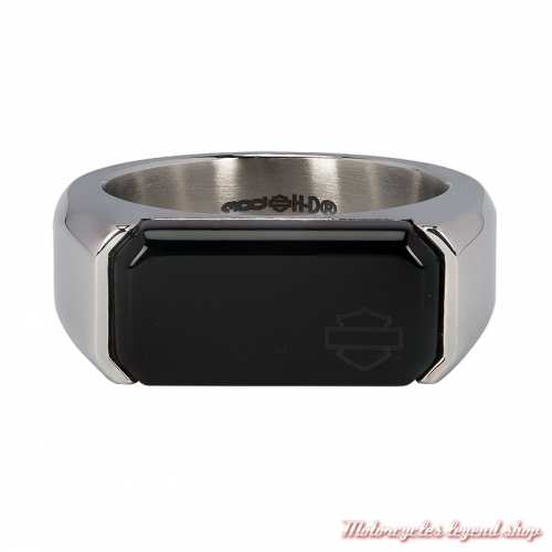 Bague acier Onyx Bar & Shield, Harley-Davidson unisexe HSR0116