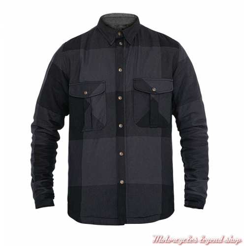 Chemise Riding à carreaux gris et noir homme John Doe, protections coudes épaules, JDL5015