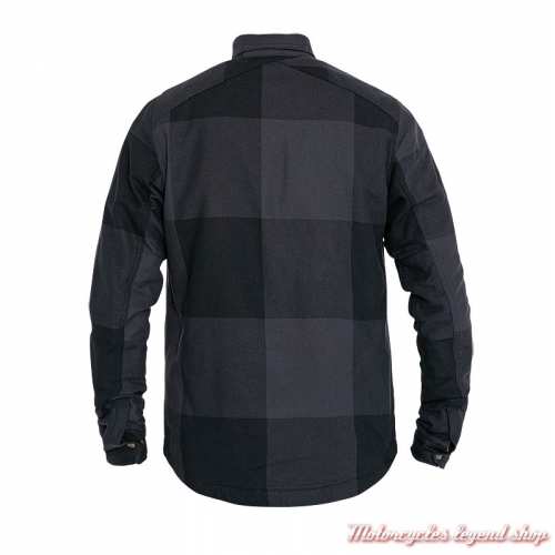 Chemise Riding à carreaux gris et noir homme John Doe, protections coudes épaules, dos, JDL5015