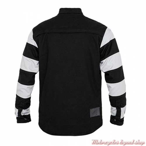 Chemise Riding Prison homme John Doe, noir, manches rayures noir &amp; blanc, protections coudes épaules, dos, JDL5016