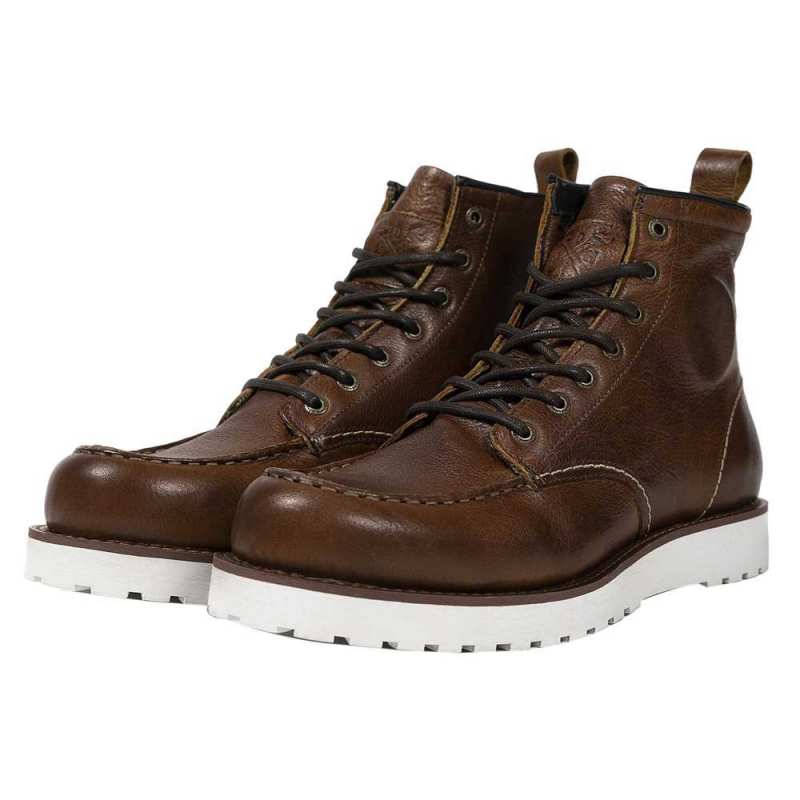 Chaussures Rambler Cognac XTM John Doe homme, étanche, cuir marron cognac, à lacets, CE, semelle blanche, JDB1022