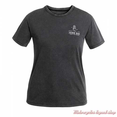 T- shirt Rose Fade Out John Doe femme, noir, vintage, manches courtes, coton, JDS6406