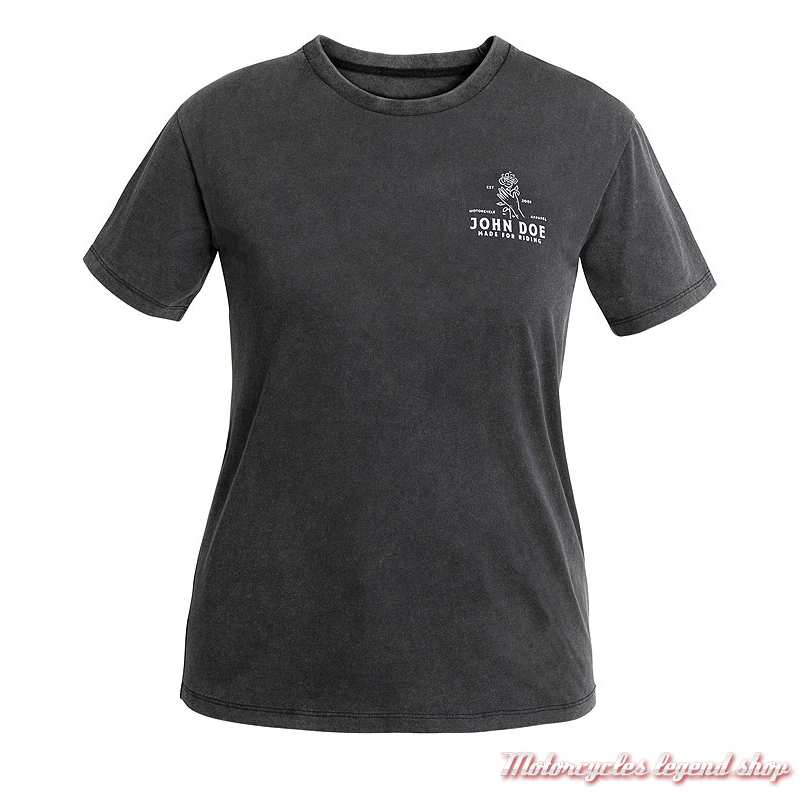 T- shirt Rose Fade Out John Doe femme, noir, vintage, manches courtes, coton, JDS6406
