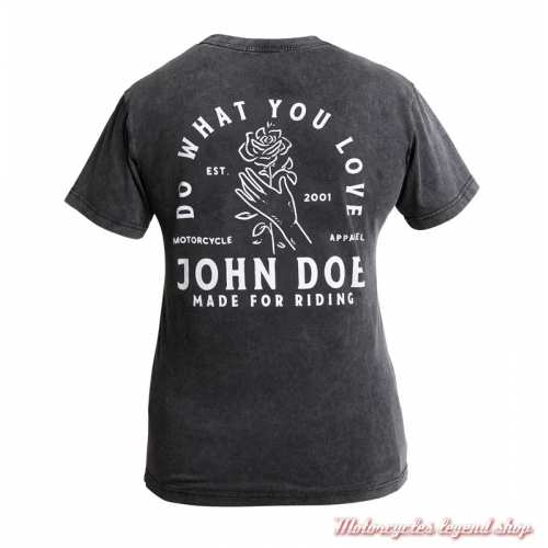 T- shirt Rose Fade Out John Doe femme, noir, vintage, manches courtes, coton, dos, JDS6406
