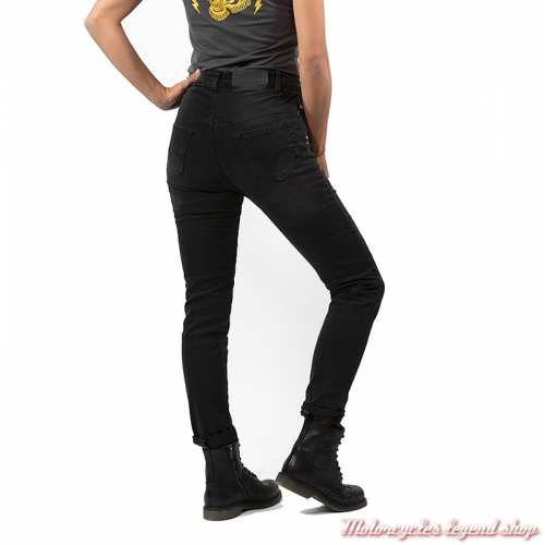Jeans Betty Black Used-XTM John Doe femme, protections genoux et hanches, dos, JDD4008