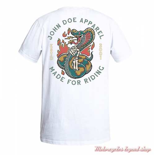 T- shirt Snake II White John Doe homme, blanc, vintage, manches courtes, coton, dos, JDS7120