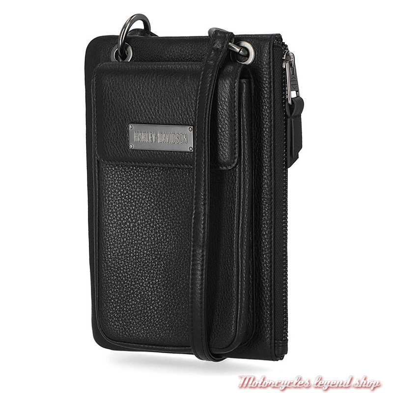 Pochette - portefeuille - étui de téléphone en bandoulière Harley-Davidson noir MWW004-08