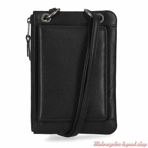 Pochette - portefeuille - étui de téléphone en bandoulière Harley-Davidson noir, dos, MWW004-08