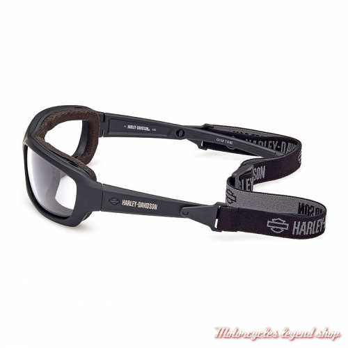 Lunettes photochromiques Gym Time Harley-Davidson, slim, noir mat, verres gris, sangle, HZ0003-02A