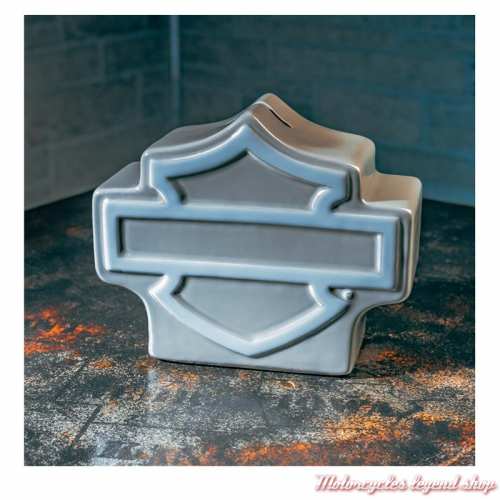 Tirelire Bar &amp; Shield Harley-Davidson, céramique, gris, 22 cm, visuel, HDX-99283