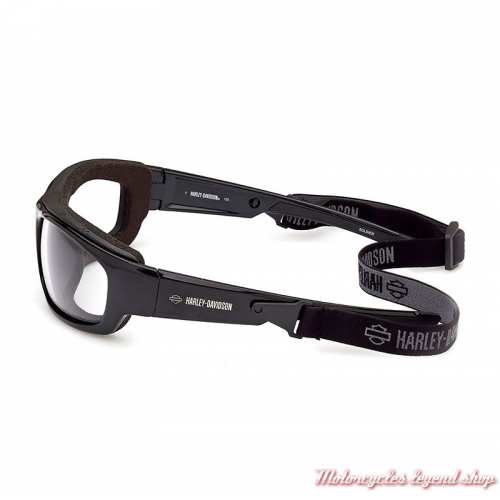 Lunettes photochromiques Soldier Harley-Davidson, noir brillant, verres gris, sangle, HZ0007-01A