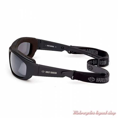 Lunettes solaire Soldier Silver Harley-Davidson, noir mat, verres fumés silver, sangle, HZ0007-02C