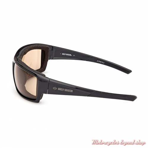 Lunettes photochromiques Juneau Ambre Harley-Davidson, noir brillant, verres ambrées, branche, HZ0008-01E