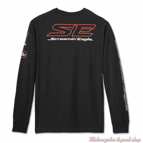 Tee-shirt Screamin&#039; Eagle manches longues Harley-Davidson homme, noir, coton, dos, 96431-24VM