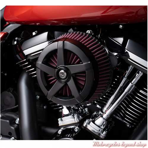 Couvercle d&#039;admission à boulon central Screamin&#039; Eagle Extreme Circle Harley-Davidson, noir brillant, 5 rayons, visuel, 61301362