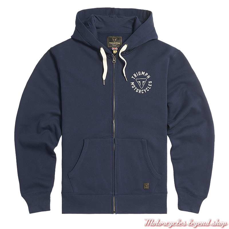 Sweatshirt Digby bleu navy homme Triumph, zippé, à capuche, coton, MSWS24119