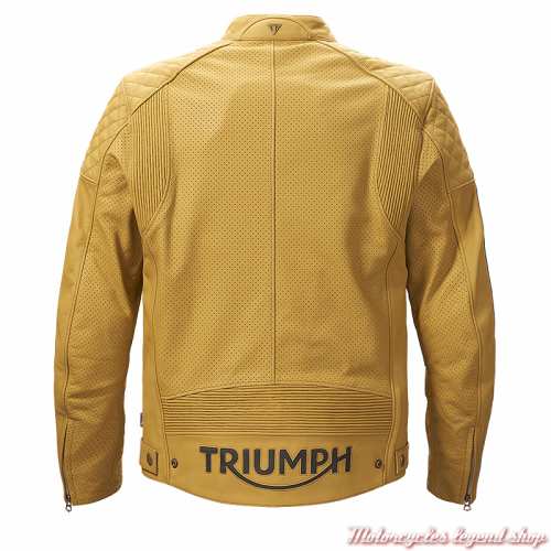 Blouson cuir Braddan Air Race Gold Triumph homme homme, jaune, perforé, dos, MLES24006