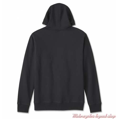 Sweatshirt Bar Font Harley-Davidson homme zippé, noir, capuche intérieur orange, coton, dos, 99191-24VM