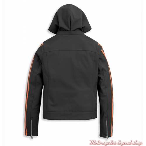 Blouson Winged Wheel Harley-Davidson femme, noir, orange, polyester, capuche amovible, dos, 97442-21VW