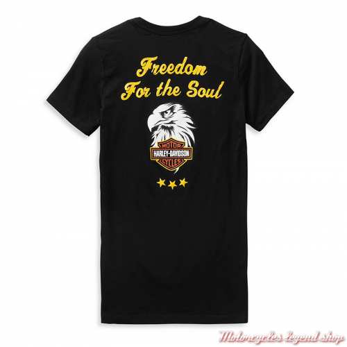 Tee-shirt Forever Freedom Eagle Harley-Davidson femme, noir, manches courtes, coton, dos, 96647-22VW