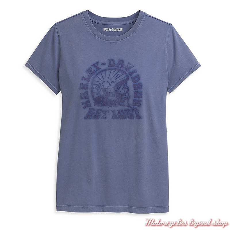 Tee-shirt Get Lost Graphic Harley-Davidson femme, bleu, manches courtes, coton, 96497-21VW