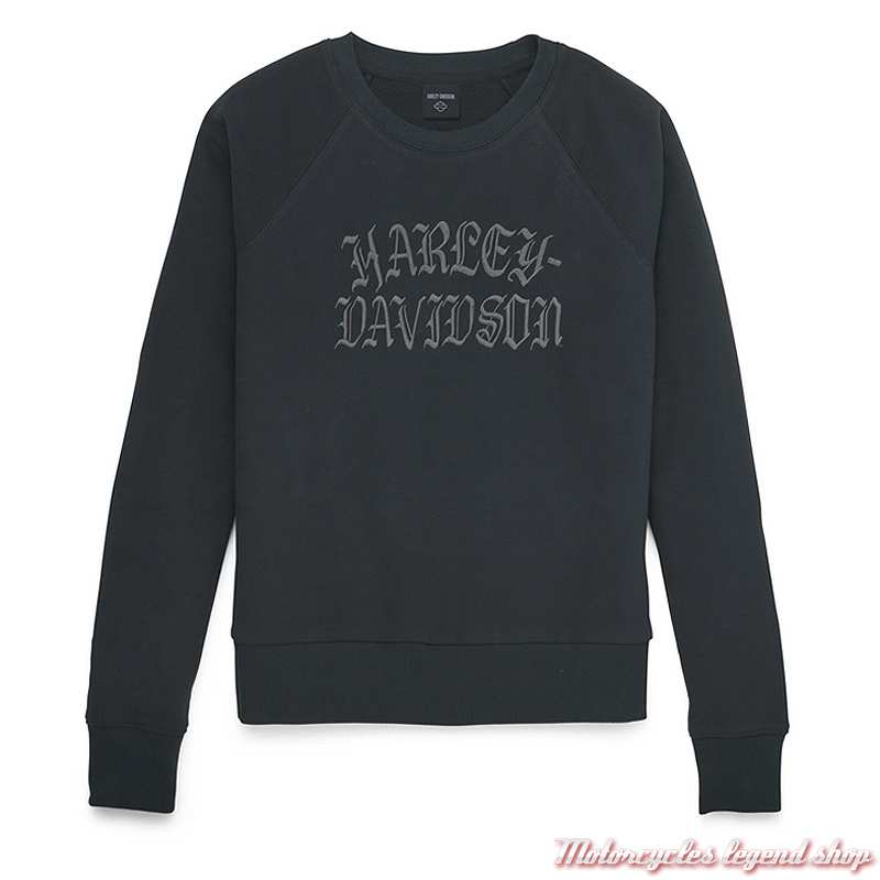 Sweatshirt Essence Tour Harley-Davidson femme, noir, col rond, coton, polyester, brodé, 96423-22VW