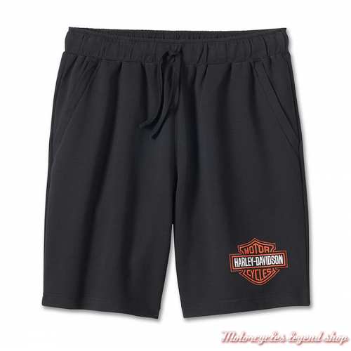 Short molleton Bar & Shield Harley-Davidson homme, noir, coton, polyester, taille élastique, 99197-24VM