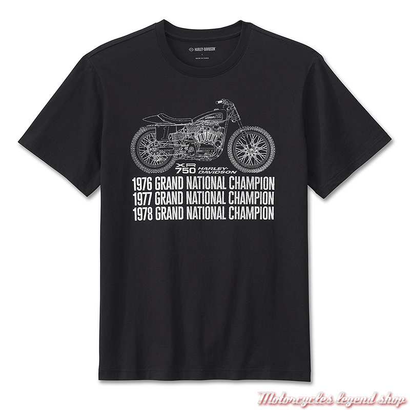 Tee-shirt The Ton Harley-Davidson homme, noir, coton, manches courtes, 96427-24VM