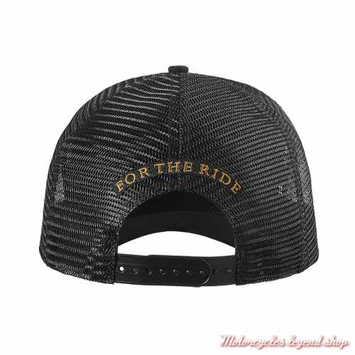 Casquette Trucker Roadtrip Triumph, noir, arrière filet noir, réglable, dos, MCAS24304