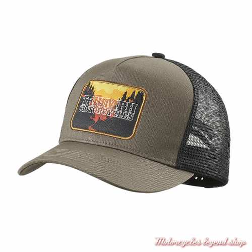 Casquette Trucker Roadtrip Khaki Triumph, arrière filet noir, réglable, MCAS24305