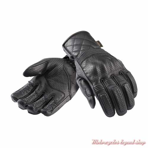 Gants Dalton black Triumph, cuir noir, micro perforés, homoloogués CE, MGVS24402