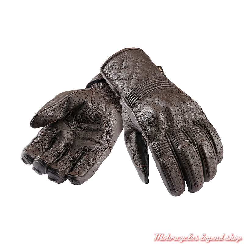 Gants Dalton brown Triumph, cuir marron, micro perforés, homoloogués CE, MGVS24403