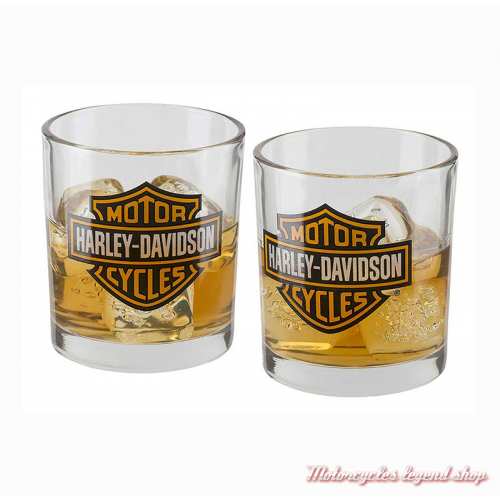 2 verres à whisky Bar & Shield orange Harley-Davidson 30 cl, transparent, HDX-98707