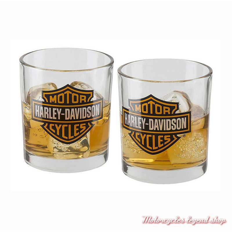 2 verres à whisky Bar & Shield orange Harley-Davidson 30 cl, transparent, HDX-98707