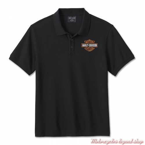 Polo Bar & Shield noir Harley-Davidson homme, manches courtes, coton, poly, 99185-24VM
