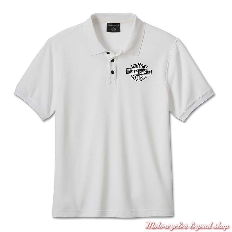 Polo Bar & Shield blanc Harley-Davidson homme, manches courtes, coton, poly, 99186-24VM