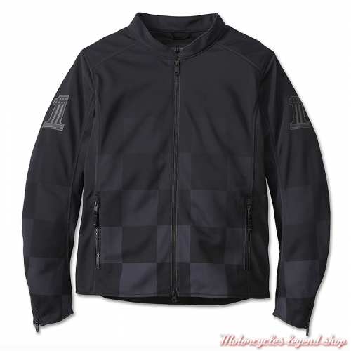 Blouson mesh Zephyr 2.0 Harley-Davidson homme dégradé damier noir et gris, 97145-24EM