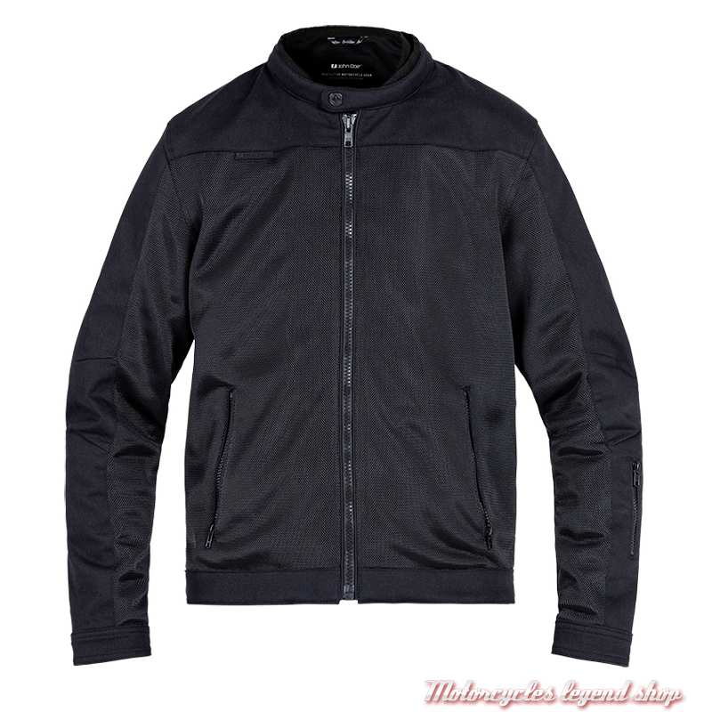 Blouson d'été mesh Aero Black John Doe homme, noir, protections coudes épaules, J8001