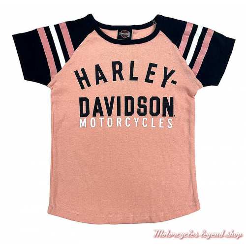 Tee-shirt fille Harley-Davidson, rose, noir, coton, manches courtes 1029346, 1049346