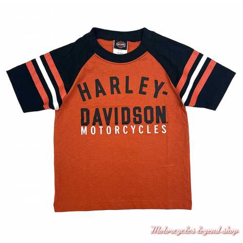 Tee-shirt garçon Harley-Davidson, orange, noir, coton, manches courtes 1079347