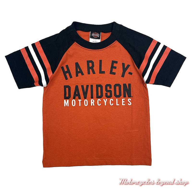 Tee-shirt garçon Harley-Davidson, orange, noir, coton, manches courtes 1079347