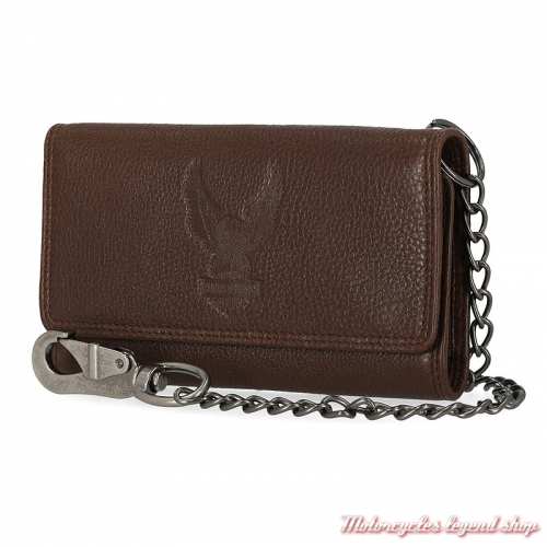 Portefeuille Long Iconique Bar & Shield Eagle Harley-Davidson, marron, chaine amovible, MWM042/34